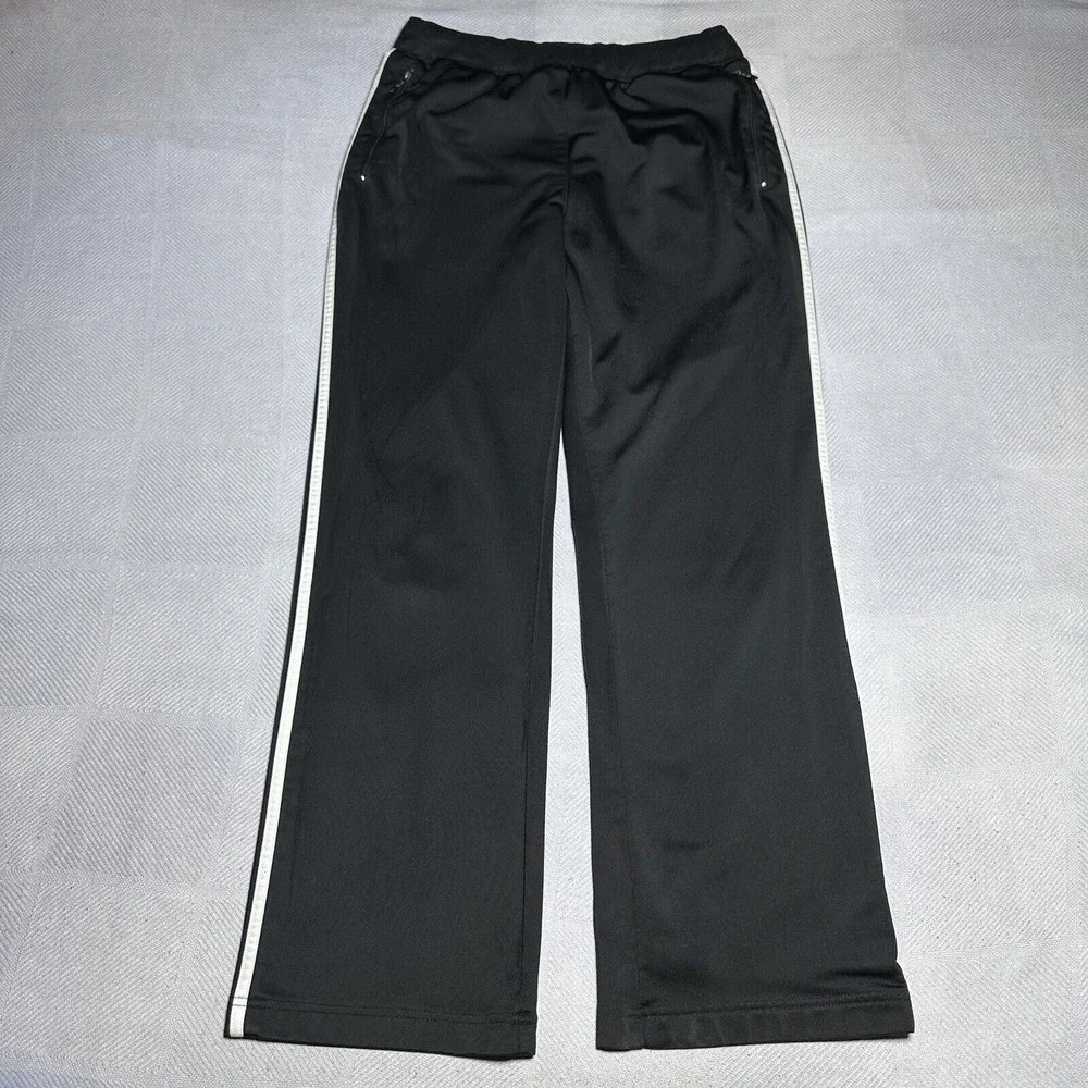 Vintage Y2K Adidas 3 Stripe Zip Pockets Black Track Pants‎ Size Medium